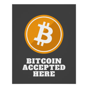 Bitcoin hier akzeptiert - digitale Kryptowährung Poster