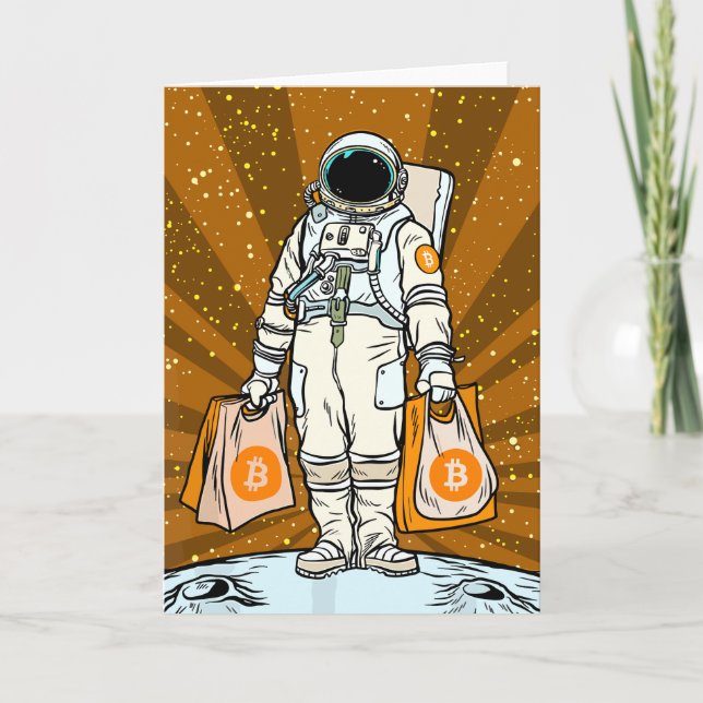 BITCOIN-HODL-Crypto Astronaut Qr-Code Dankeskarte (Vorderseite)