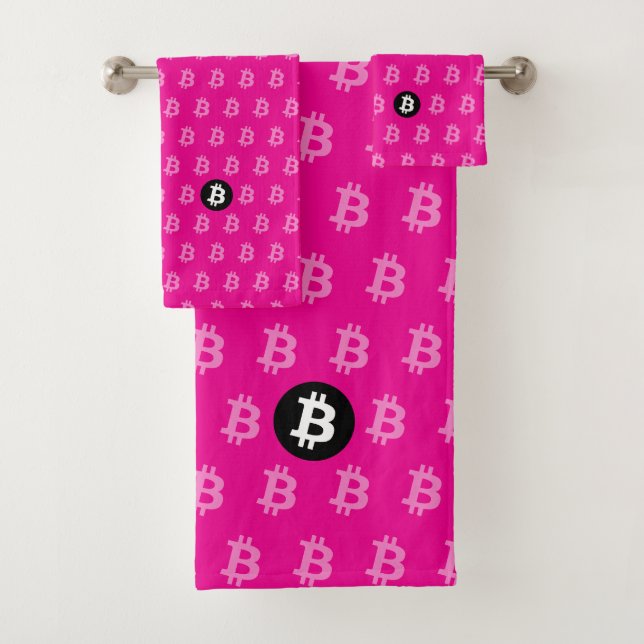 Bitcoin Hot Pink (Stil 2) Badhandtuch Set (Insitu)