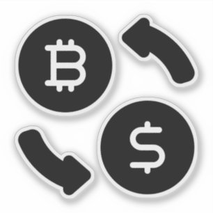 Bitcoin in US-Dollar Icons Schwarz und Weiß Aufkleber