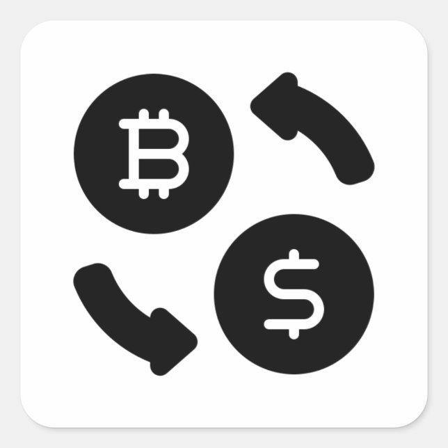 Bitcoin in US-Dollar-Symbole Quadratischer Aufkleber (Vorderseite)