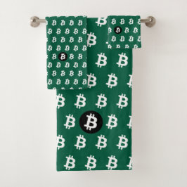 Bitcoin Jäger Grün Badhandtuch Set
