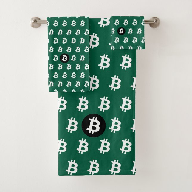 Bitcoin Jäger Grün Badhandtuch Set (Insitu)