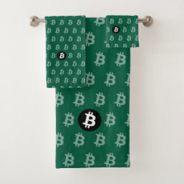 Bitcoin Jäger Grün (Stil 2) Badhandtuch Set