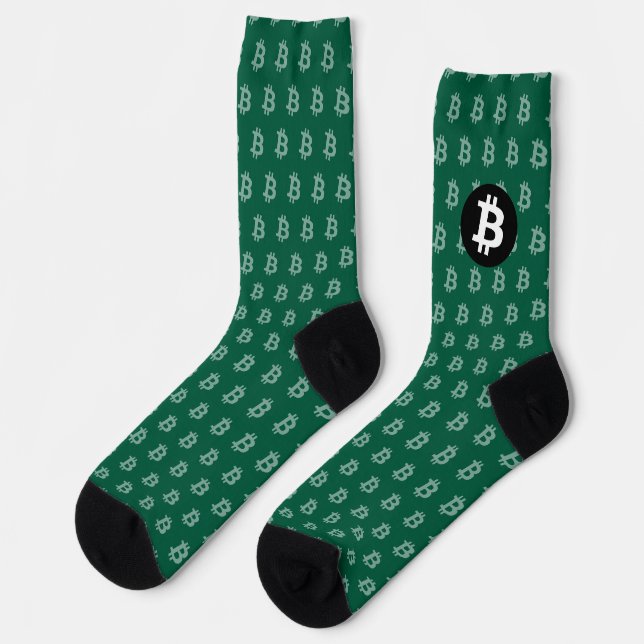 Bitcoin Jäger Grün (Stil 2) Socken (Linkes Detail)