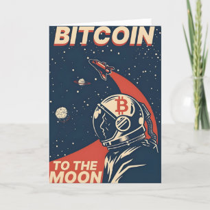 BITCOIN-Krypto-Astronaut zum Mond- Qr-Code Dankeskarte