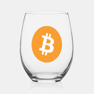 Bitcoin-Kryptowährung-Logo Weinglas Ohne Stiel