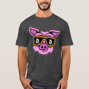 Bitcoin Kryptowährung Schweinefleisch in Sonnenbri T-Shirt
