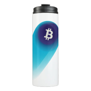 Bitcoin-Kunst (Komet - Stil 1, Weiß) Thermosbecher