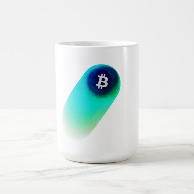 Bitcoin-Kunst (Komet - Stil 2, Weiß) Kaffeetasse (Mittel)