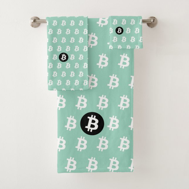 Bitcoin Light Teal Badhandtuch Set (Insitu)