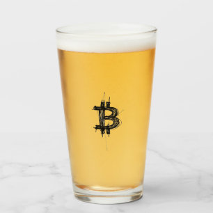 Bitcoin Line Art Logo (Schwarz ₿) Glas