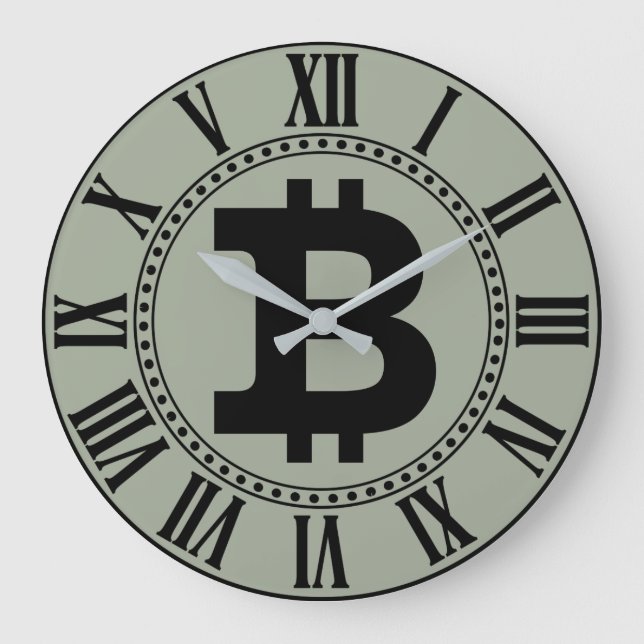 Bitcoin-Logo-Grafik-Geschäft, Bürowand Große Wanduhr (Vorderseite)