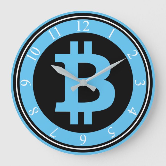 Bitcoin-Logo-Grafik-Geschäft, Bürowand Große Wanduhr (Vorderseite)