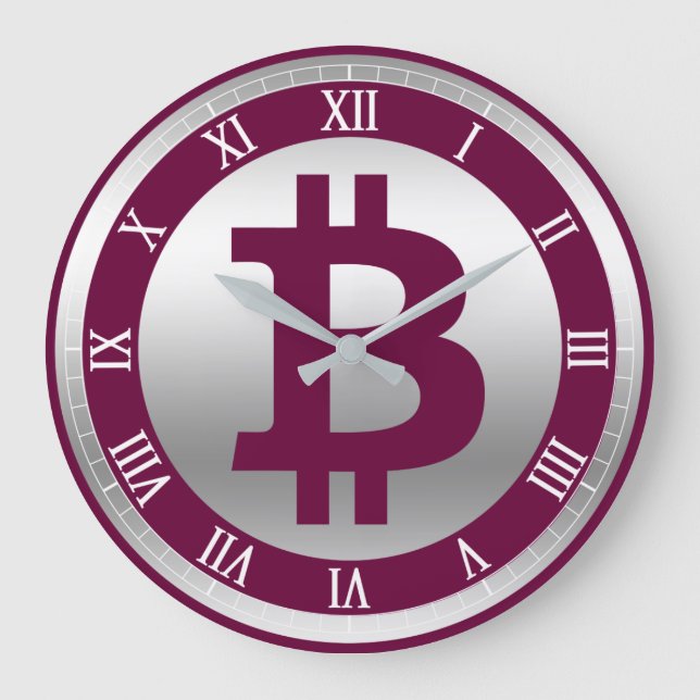 Bitcoin-Logo-Grafik-Geschäft, Bürowand Große Wanduhr (Vorderseite)