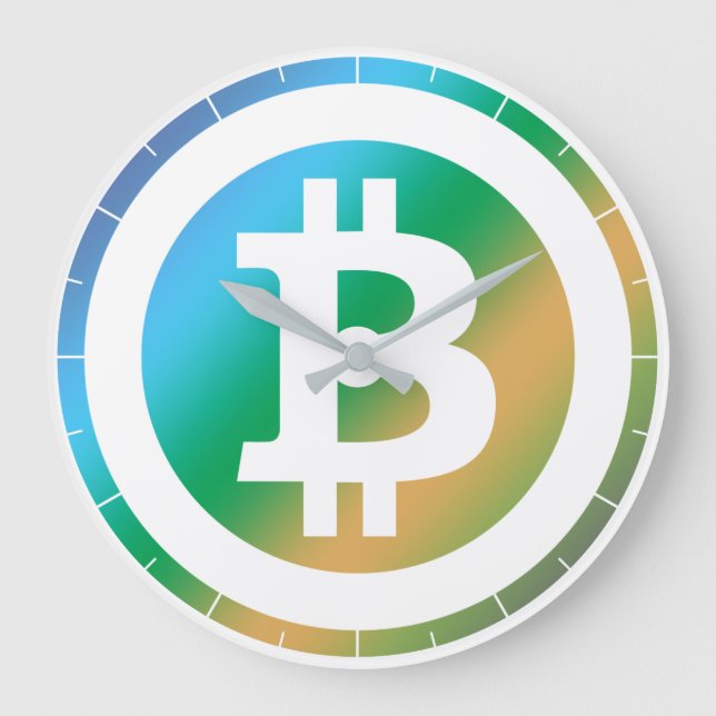 Bitcoin-Logo-Grafik-Geschäft, Bürowand Große Wanduhr (Vorderseite)