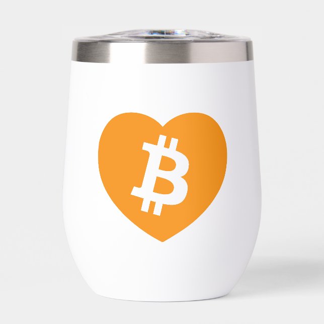 Bitcoin-Logo in der Herzkältetasche (Vorderseite)