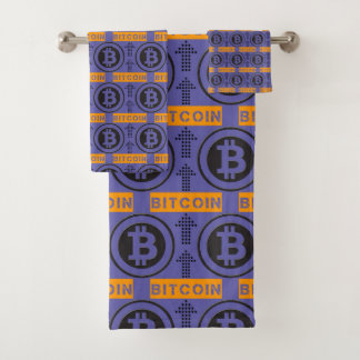 Bitcoin Logo-Muster Badhandtuch Set