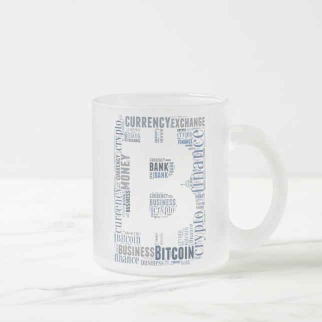 Bitcoin Logo Wortgrafik Mattglastasse (Rechts)