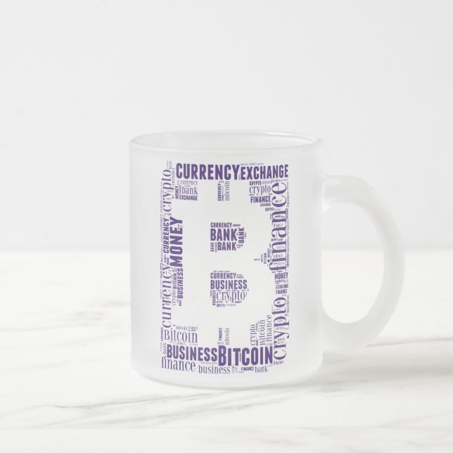 Bitcoin Logo Wortgrafik Mattglastasse (Rechts)