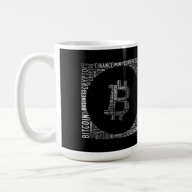 Bitcoin Logo Wortgrafik Tasse (Links)
