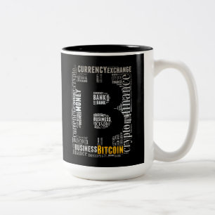 Bitcoin Logo Wortgrafik Zweifarbige Tasse
