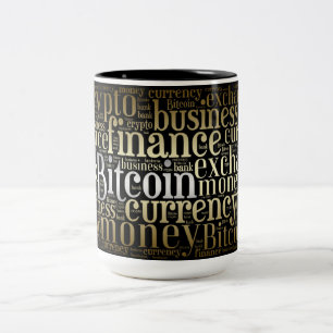 Bitcoin Logo Wortgrafik Zweifarbige Tasse