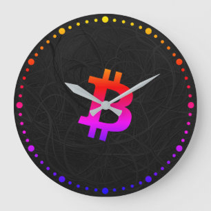 Bitcoin Miami Neuron Schwarz Große Wanduhr