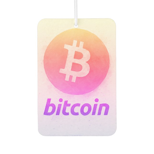 Bitcoin Miami Watercolor (Logo + Text) Autolufterfrischer (Vorderseite)