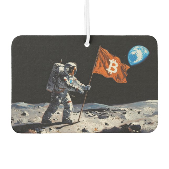 "Bitcoin Mond" Ölgemälde #1 Autolufterfrischer (Vorderseite)