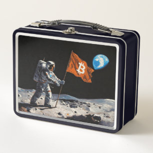 "Bitcoin Mond" Ölgemälde #1 Metall Brotdose