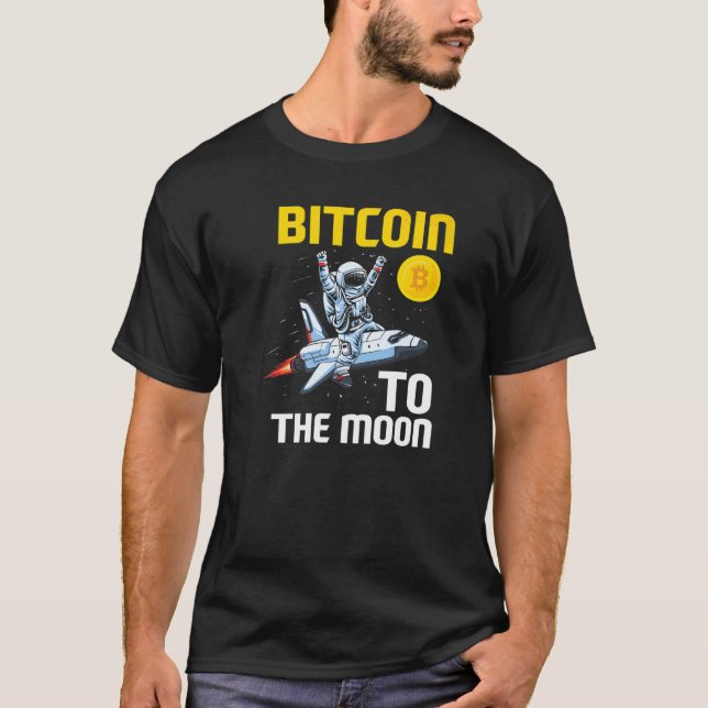 Bitcoin Moon Astronaut BTC Cyrpto Cryptocurrency T-Shirt (Vorderseite)