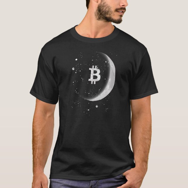 Bitcoin Moon erhöht Moon BTC Stacking Sats Bit T-Shirt (Vorderseite)