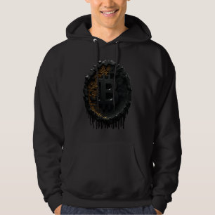Bitcoin Münze Krypto Illustration Dunkel Schwarz Hoodie