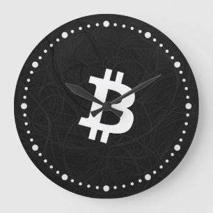 Bitcoin-Neuron Schwarz Große Wanduhr
