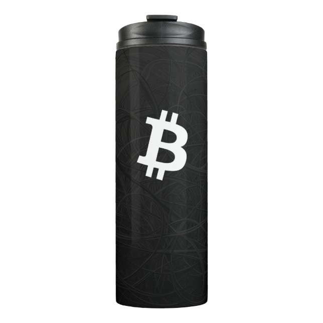 Bitcoin Neuron Schwarz Thermosbecher (Vorderseite)