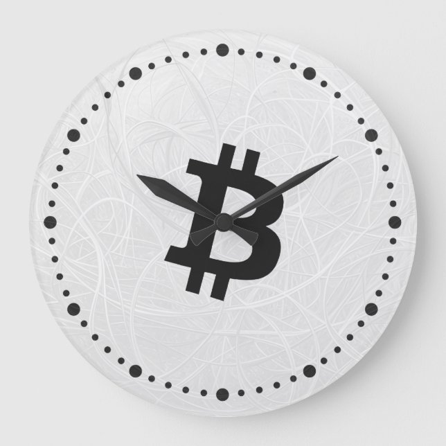 Bitcoin Neuron Weiß Große Wanduhr (Vorderseite)