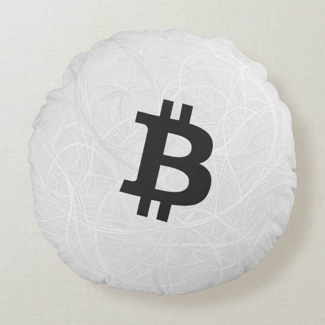 Bitcoin Neuron White Rundes Kissen (Vorderseite)