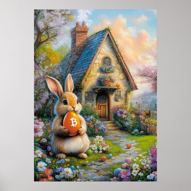 Bitcoin Oster Bunny Rabbit Hole Crypto BTC Poster (Vorne)