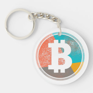 Bitcoin Pastel Pop Art Halftone Logo Schlüsselanhänger