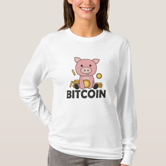 Bitcoin Piggy Bank Hodl Coins halten digital T-Shirt (Vorderseite)