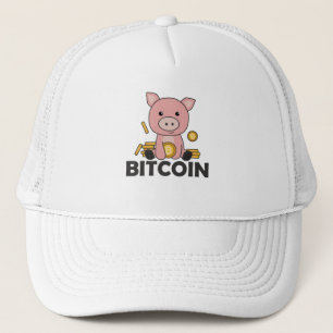Bitcoin Piggy Bank Hodl Coins halten digital Truckerkappe