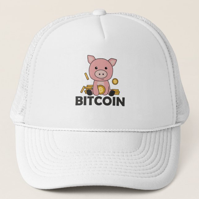 Bitcoin Piggy Bank Hodl Coins halten digital Truckerkappe (Vorderseite)