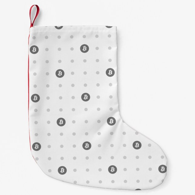 Bitcoin Polka Dots Christmas Stocking (Small) Kleiner Weihnachtsstrumpf (Vorderseite)