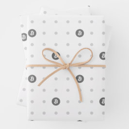 Bitcoin Polka Dots Wrapping Paper Sheets Geschenkpapier Set