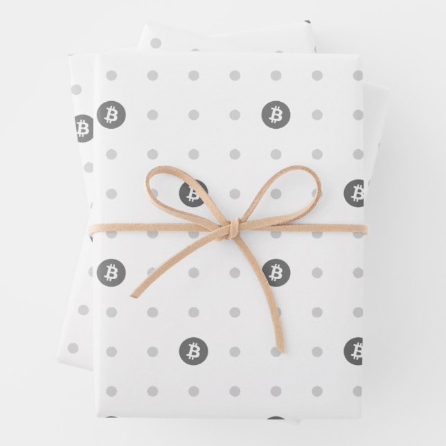 Bitcoin Polka Dots Wrapping Paper Sheets Geschenkpapier Set (Beispiel)