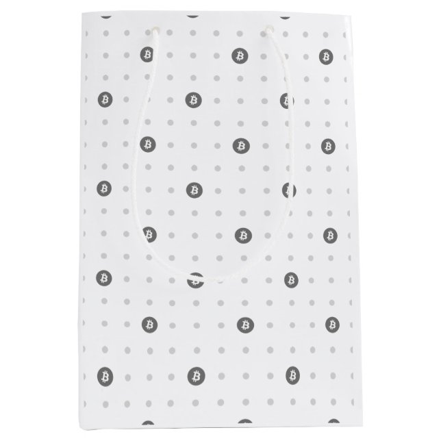 Bitcoin-Polka-Punkte-Geschenktasche (Mittel) Mittlere Geschenktüte (Vorderseite)
