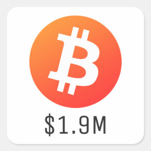 Bitcoin-Preis $1.900.000 ($1,9 Mio.) Eine Million Quadratischer Aufkleber