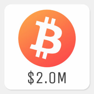 Bitcoin-Preis $ 2.000.000 ($ 2,0 Mio.) Zwei Millio Quadratischer Aufkleber