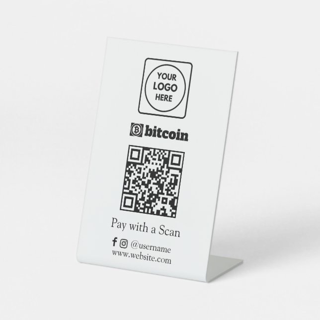 Bitcoin-QR-Code | Benutzerdefiniertes Scan-to-Pay- Sockelschild (Vorderseite)
